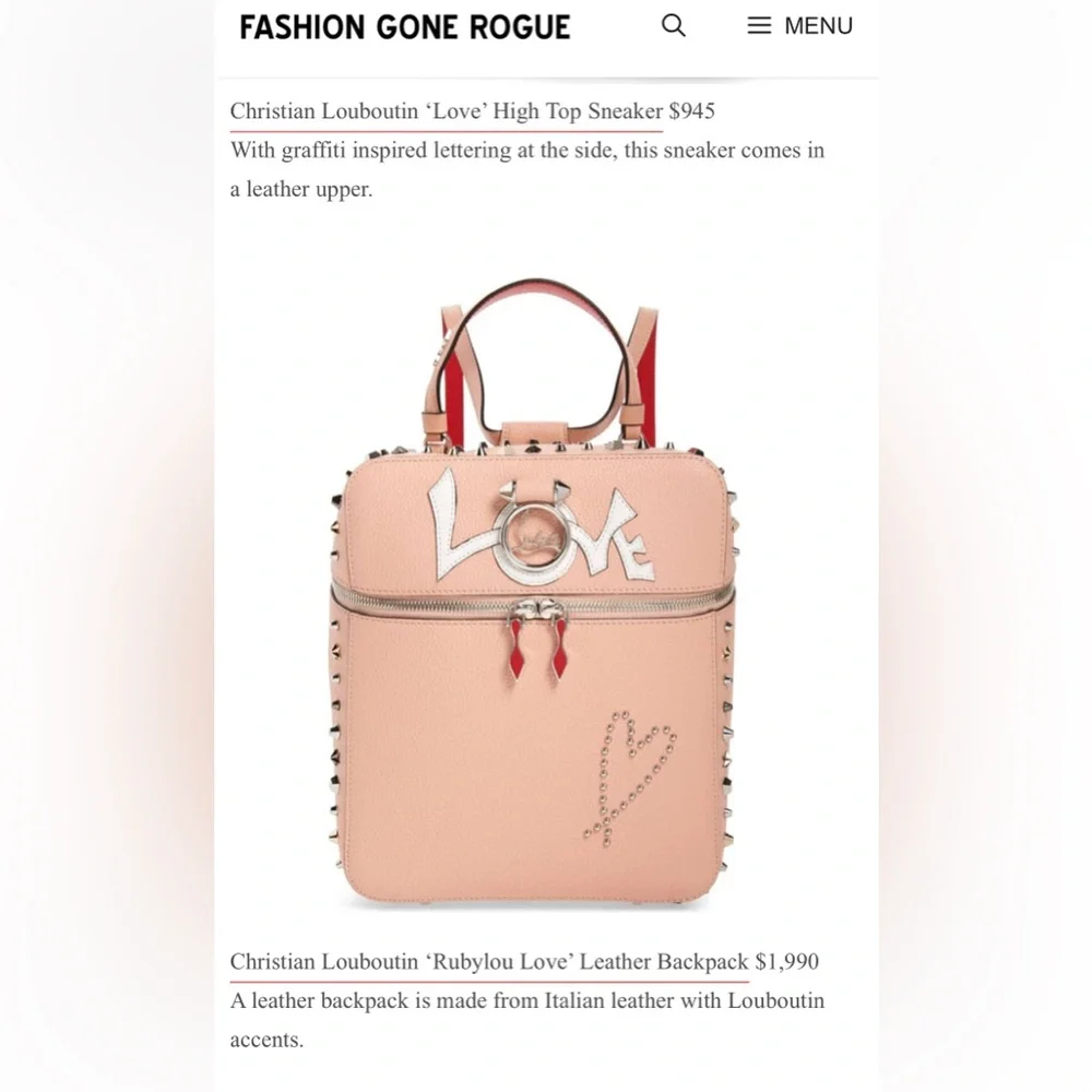 Christian Louboutin Pink Rubylou Love Leather Backpack